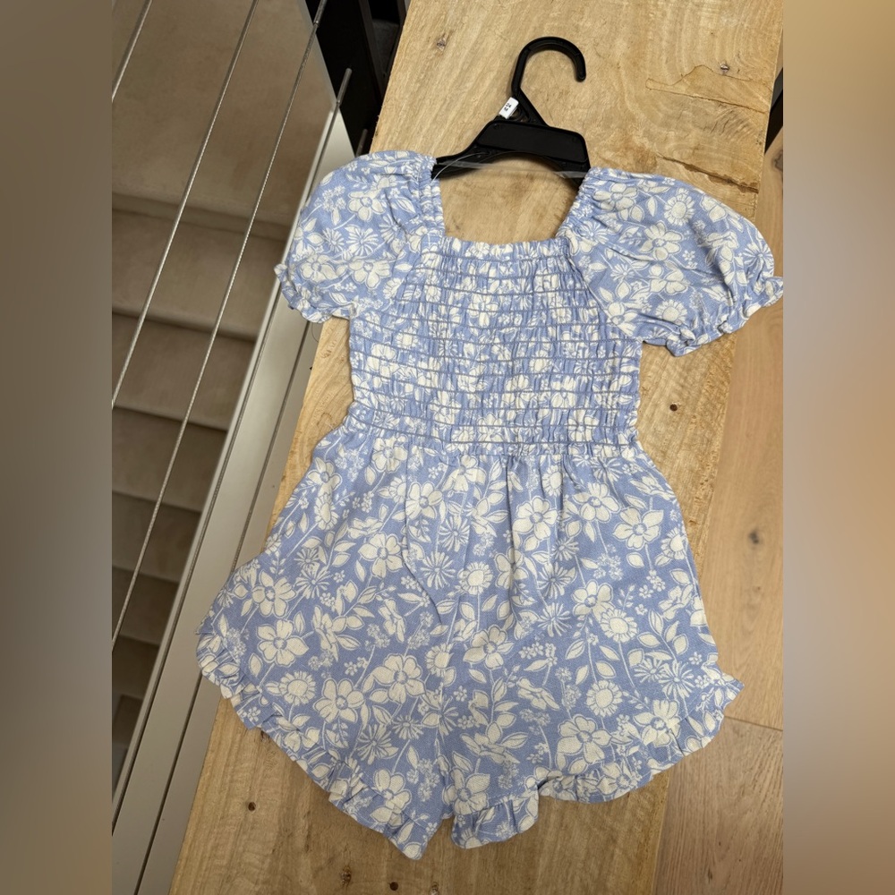 Vince Camuto Kids Blue Floral Romper Puff Sleeve Ruffle Bubble Romper | NWT 24M - Picture 6 of 7